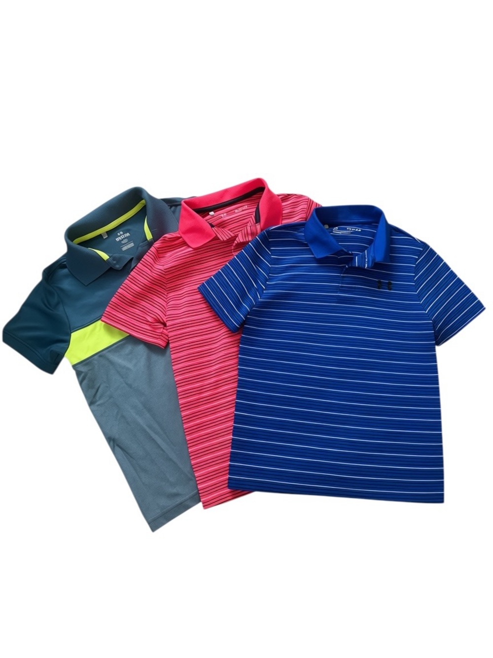 Boys 3-Pack Under Armour Polo Shirts – Blue, Pink & Teal size small